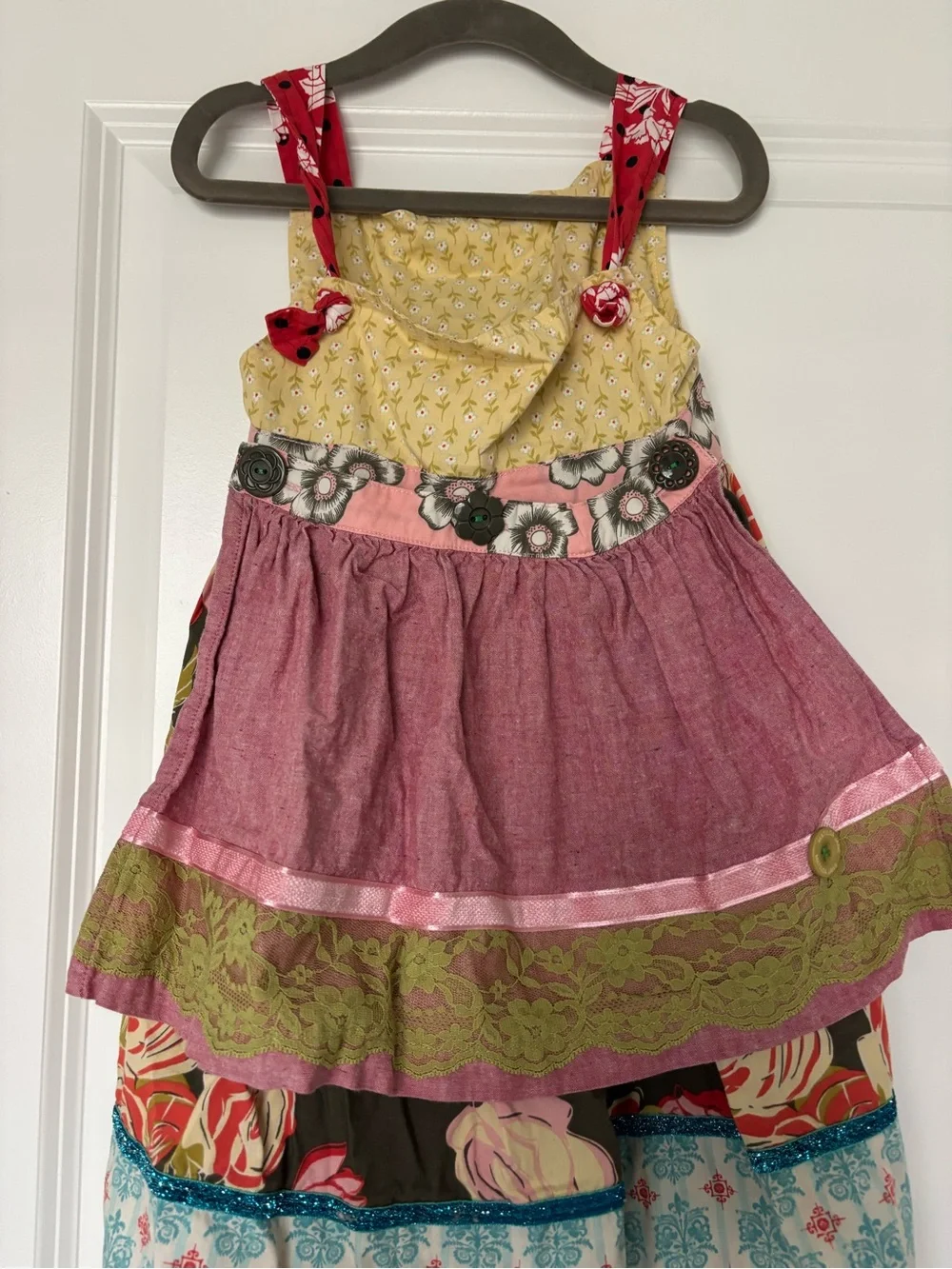 Matilda Jane Girls Serendipity Perfect Day Knot Pink Yellow Dress Size 4